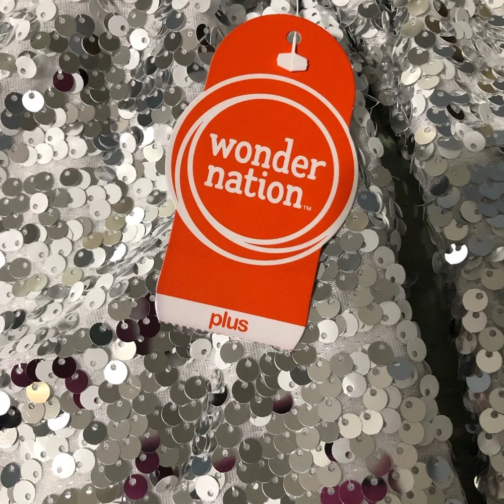 Wonder nation NWT sequin flippable plus size girls XL 14/16 full zip‎ up jacket